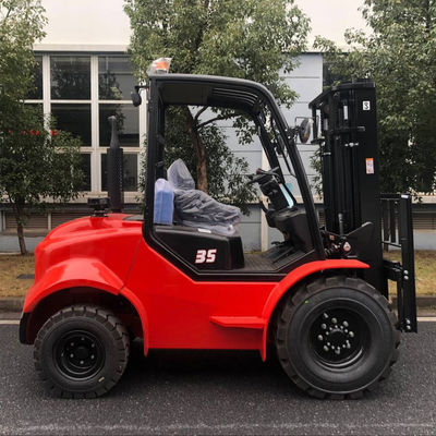 3.5 Ton 4x4 Forklift Terrain Kerikil Kecil Forklift FD35 Mesin Diesel