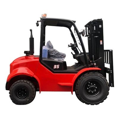 3000kg-5000kg 4wd Forklift Tanah Bergelombang Off Road Forklift Truk Lift