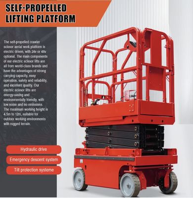 6m 8m 10m Self Propelled Electric Scissor Lift Platform Kerja Udara 230kg Beban